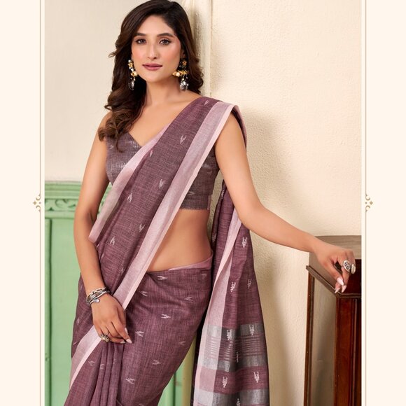 LINEN SILK SAREE - Picture 6 of 12